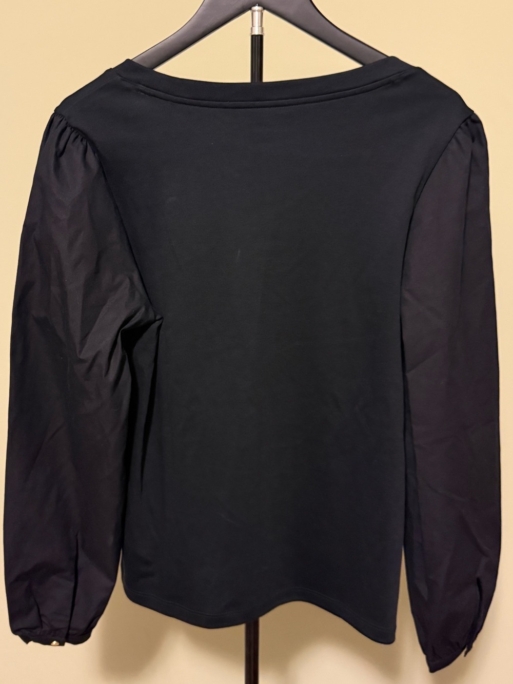 NWOT LANDS' END Mixed Media Black Long-Sleeve Scoop Neck Tee Sz M - Picture 2 of 7